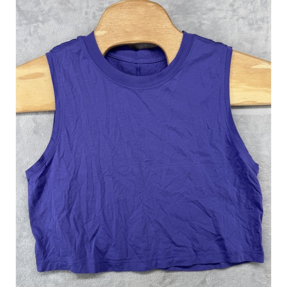 Lululemon All‎ Yours Cropped Tank Top Purple Pima Cotton Sleeveless Womens 17x17